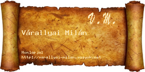 Várallyai Milán névjegykártya
